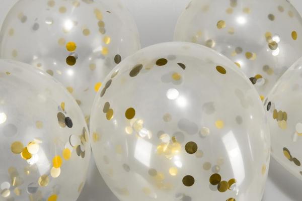 15 Konfetti Luftballons Gold